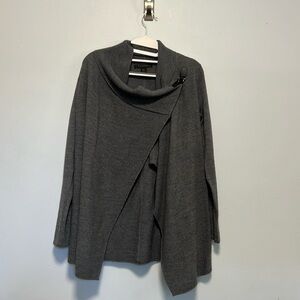 Gray Tahari wrap sweater
